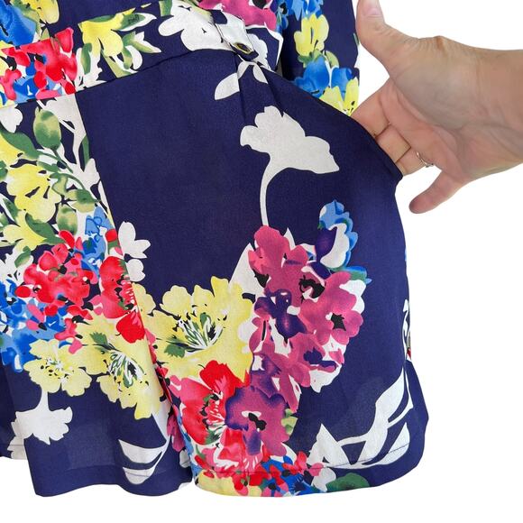 Yumi Kim Womens Liz Romper Blue Spring Bouquet Print Size L Cottage Fairy Boho - Picture 6 of 9